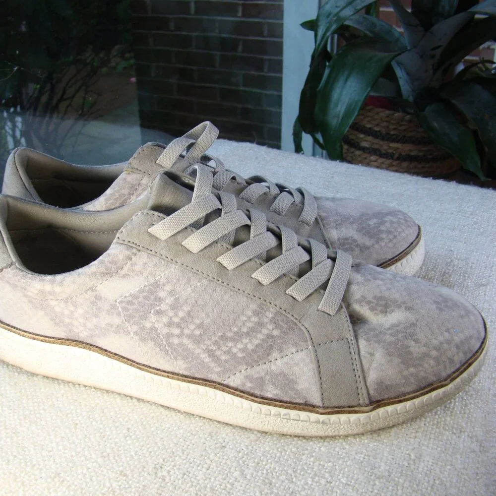 Dr. Scholls GREY SNAKE PRINT MICROFIBER seaside oxfords slip-on sneakers S 10.5 - Picture 2 of 8